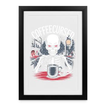 Café Maudit Squelette Infusion Spooky Halloween - Affiche encadrée (27 × 37 cm) - noir - Devant