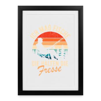 Pêcheur à la ligne - J’aime les poissons qui gardent la bouche fermée - Affiche encadrée (27 × 37 cm) - noir - Devant