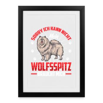 Wolfspitz a besoin de moi Wolfspitz allemand - Affiche encadrée (27 × 37 cm) - noir - Devant
