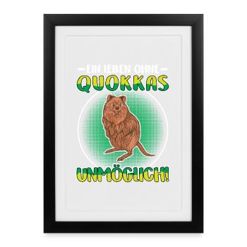 Les quokka vivent sans kangourou à queue courte - Affiche encadrée (27 × 37 cm) - noir - Devant