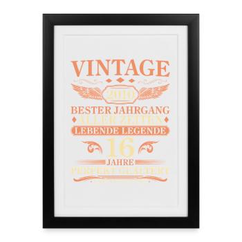 Vintage 2010 Vintage Born - 16th Birthday - Framed poster (27 × 37 cm) - black - Front