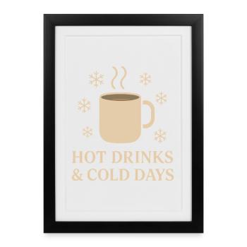 Boissons chaudes et journées froides – Hiver et saison douillette Shir - Affiche encadrée (27 × 37 cm) - noir - Devant