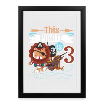 3rd Birthday Pirate - Framed poster (27 × 37 cm) - black - Front