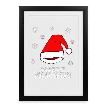 Chapeau de Noël Père Noël - Affiche encadrée (27 × 37 cm) - noir - Devant