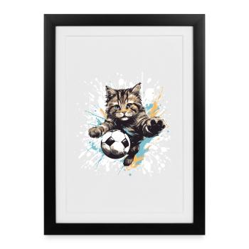 Cat Football Team - Framed poster (27 × 37 cm) - black - Front