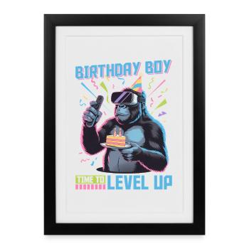 Anniversaire Gamer VR - Affiche encadrée (27 × 37 cm) - noir - Devant