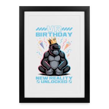 Anniversaire Gamer VR - Affiche encadrée (27 × 37 cm) - noir - Devant