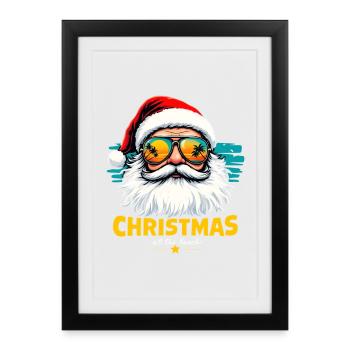 Weihnachten Am Strand Christmas At The Beach - Framed poster (27 × 37 cm) - black - Front