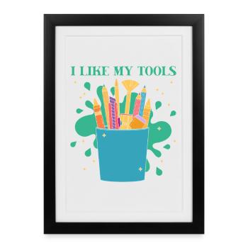 Artiste Peintre Graphique J’aime mes outils Dessin - Affiche encadrée (27 × 37 cm) - noir - Devant