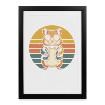 Hamster Dessin animé Personnage Animal de compagnie coloré - Affiche encadrée (27 × 37 cm) - noir - Devant