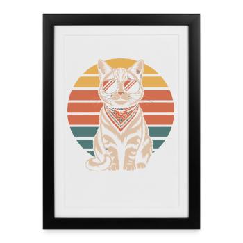Cat Colorful - Framed poster (27 × 37 cm) - black - Front