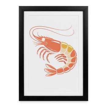 Retro Shrimp Illustration in Orange - Framed poster (27 × 37 cm) - black - Front