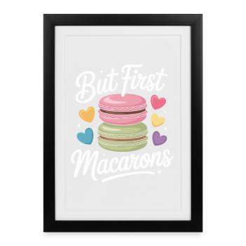 Macaron Desserts Français - Affiche encadrée (27 × 37 cm) - noir - Devant