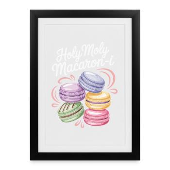 Macaron Desserts Français - Affiche encadrée (27 × 37 cm) - noir - Devant