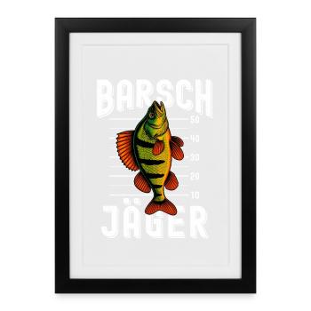 Perch Hunter Perch Perch Perch Fishing Perch Perch - Framed poster (27 × 37 cm) - black - Front