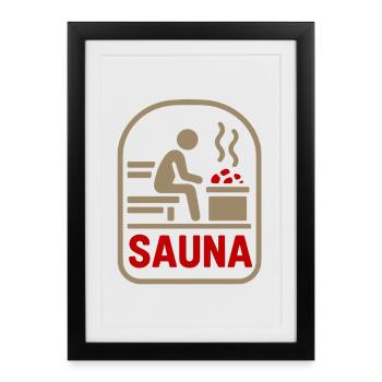 Symbole du sauna : chaleur, paix et pierre - Affiche encadrée (27 × 37 cm) - noir - Devant