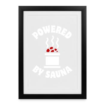 Propulsé par Sauna - Saunieren - Spruch - Affiche encadrée (27 × 37 cm) - noir - Devant