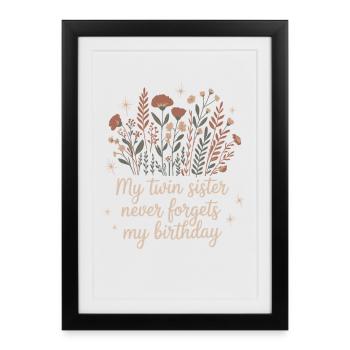 Jumeaux Jumelle Soeur Anniversaire - Affiche encadrée (27 × 37 cm) - noir - Devant
