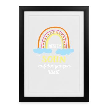 Fils Anniversaire Meilleur Enfant Beau-fils Meilleurs Fils - Affiche encadrée (27 × 37 cm) - noir - Devant