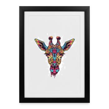 Kaleidoscope Giraffe Head - Framed poster (27 × 37 cm) - black - Front
