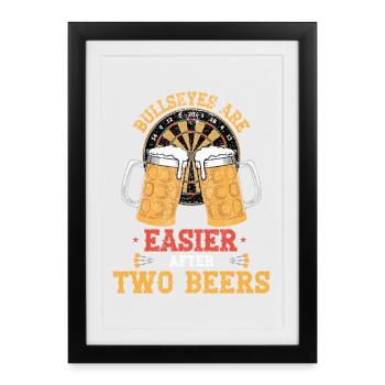 Deux bières Bullseyes - Affiche encadrée (27 × 37 cm) - noir - Devant