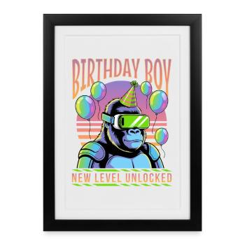 Anniversaire Gamer VR - Affiche encadrée (27 × 37 cm) - noir - Devant