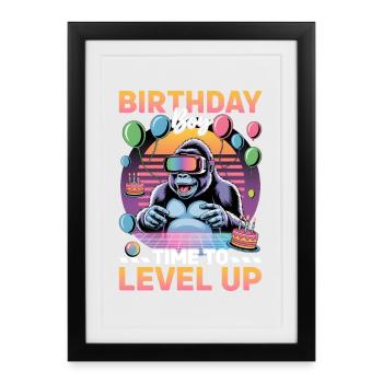 Anniversaire Gamer VR - Affiche encadrée (27 × 37 cm) - noir - Devant