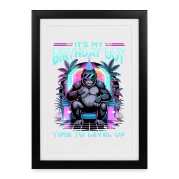 Anniversaire Gamer VR - Affiche encadrée (27 × 37 cm) - noir - Devant