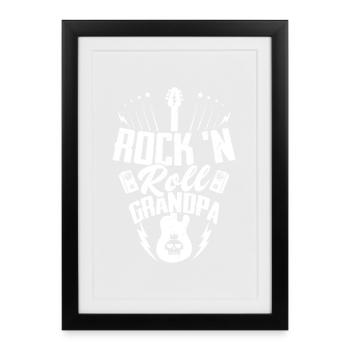 Rock 'n Roll Grand-père Musique Guitare Groupe de rock - Affiche encadrée (27 × 37 cm) - noir - Devant