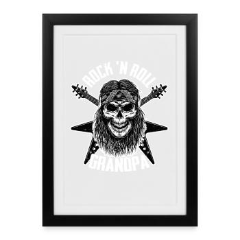 Rock 'n Roll Grand-père Rock Band Guitare Musique - Affiche encadrée (27 × 37 cm) - noir - Devant
