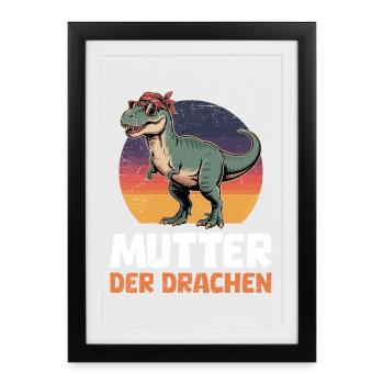 Future maman MÈRE DES DRAGONS Drôle - Affiche encadrée (27 × 37 cm) - noir - Devant