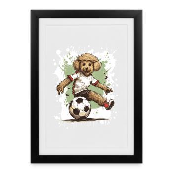 Caniche Chien Équipe de Football - Affiche encadrée (27 × 37 cm) - noir - Devant