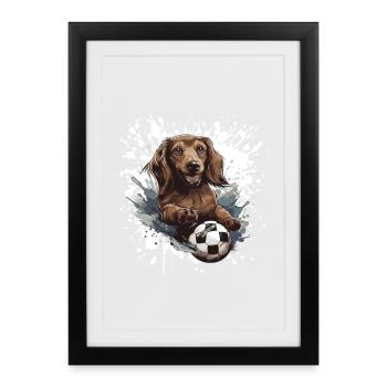 Dachshund Dog Dachshund Football Sports - Framed poster (27 × 37 cm) - black - Front