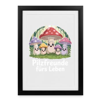 Mushroom Picking Mushrooms Picking Mushroom Hunters Forest - Framed poster (27 × 37 cm) - black - Front