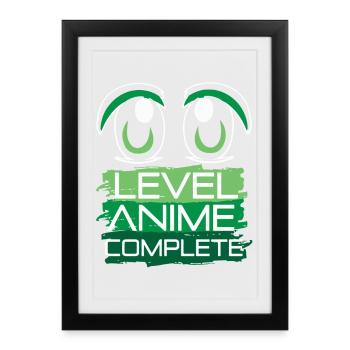 Niveau Anime Complet Manga Otaku Kawaii Bande dessinée - Affiche encadrée (27 × 37 cm) - noir - Devant