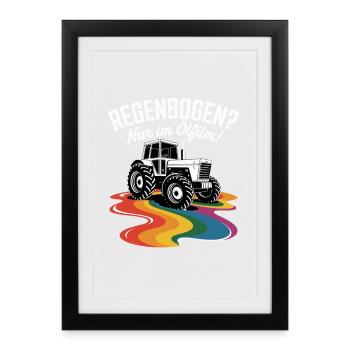  Regenbogen Nur Im Ölfilm Traktor Spruch Für - Gerahmtes Poster (27 × 37 cm) - Schwarz - Vorne