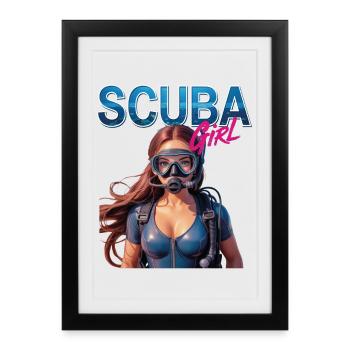 Scuba Girl Diver Design - Affiche encadrée (27 × 37 cm) - noir - Devant