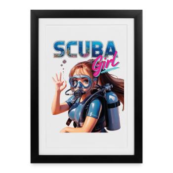 Scuba Girl Diver Design - Affiche encadrée (27 × 37 cm) - noir - Devant
