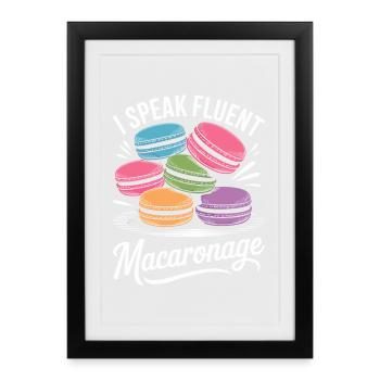 Macaron Desserts Français - Affiche encadrée (27 × 37 cm) - noir - Devant