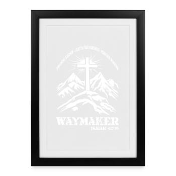 Proverbe chrétien de la Bible : « Croix Waymaker » - Affiche encadrée (27 × 37 cm) - noir - Devant