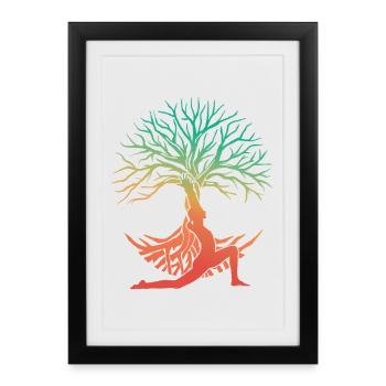 Figurine d’arbre de yoga en arc-en-ciel - Affiche encadrée (27 × 37 cm) - noir - Devant