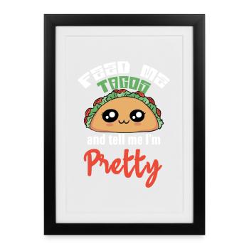 Imprimé Kawaii Taco - Affiche encadrée (27 × 37 cm) - noir - Devant