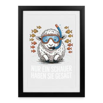 Juste une douche – Motif de mouton amusant - Affiche encadrée (27 × 37 cm) - noir - Devant