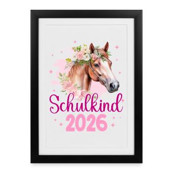 Rentrée scolaire 2026 Horse Crown - Affiche encadrée (27 × 37 cm) - noir - Devant