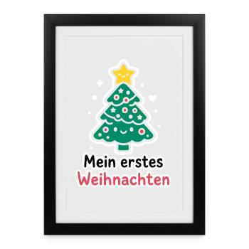 Mon premier Noël - Le sapin de Noël des parents de bébé - Affiche encadrée (27 × 37 cm) - noir - Devant