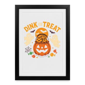 Dink or Treat Pickleball Halloween Design - Framed poster (27 × 37 cm) - black - Front