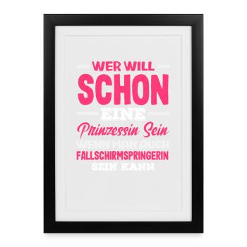 Princesse accro à l'adrénaline et parachutiste - Affiche encadrée (27 × 37 cm) - noir - Devant
