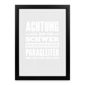Paragliding Adventure Paragliding Difficult to Educate - Framed poster (27 × 37 cm) - black - Front