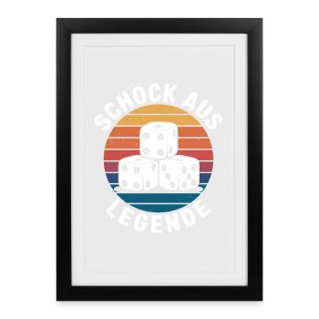 Schock Aus Legende - Schocken Würfeln Jule Knobeln - Gerahmtes Poster (27 × 37 cm) - Schwarz - Vorne