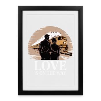 Love On The Way Train Romance - Framed poster (27 × 37 cm) - black - Front